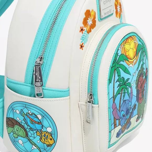 NWT Loungefly Disney Lilo & Stitch Stained Glass Portrait Mini Backpack - Picture 4 of 10